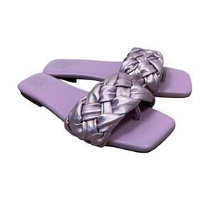 Vince Camuto Antonni Metallic Purple Leather Braided Slide Sandals 9.5